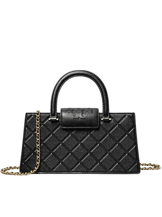 Tory Burch Handbags - Tory Burch Fleming East West Leather Satchel Bag - Black